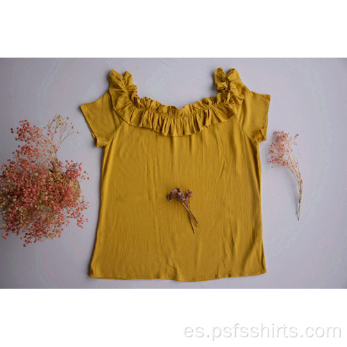 Camisas cortas de color amarillo para mujer